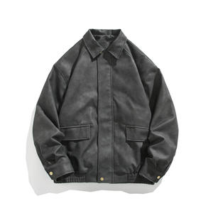 Chaqueta Americana Marrón para Hombre, Estilo Casual, Holgada, con Hombreras, Cuello Alto, Logotipo Frontal, de Lona, para Otoño - Product Image 6