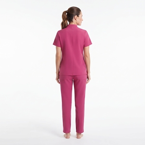 Uniforme de Enfermería para Mujer, Cuello Alto, Poliéster y Elastano, Blusa de Manga Corta y Pantalón, Traje Médico - Product Image 3