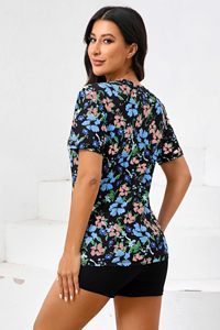 Traje de Baño de 2 Piezas para Mujer, Bikini Estampado de Manga Corta con Protección Solar, Secado Rápido y Antibacteriano - Product Image 5