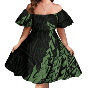 Vestido Corto de Estilo Retro con Diseño Tribal Polinesio, Diseño Samoano de Lujo, Vestido de Fiesta con Mangas con Volantes y Antiarrugas, Gran Venta - Product Image 2
