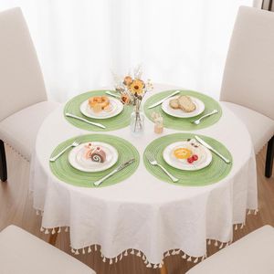 Set di 6 tovagliette rotonde in cotone intrecciato da 15 pollici, lavabili e reversibili, per tavoli da pranzo, cucina, feste e occasioni speciali - Product Image 6
