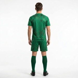 Ensemble d'uniformes de football vert personnalisé, motif géométrique, maillot de football, shorts, chaussettes, vêtements de sport d'équipe - Product Image 2