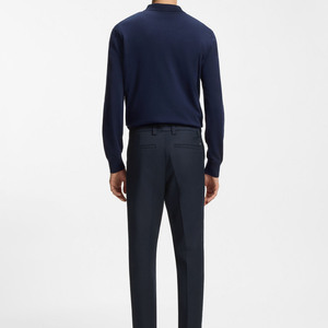 Nouveau pantalon droit pour homme, coupe ajustée, en polyester mi-lourd, décontracté chic, avec poches latérales, infroissable, devant plat, fermeture éclair. - Product Image 2