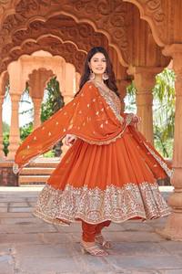Traje Tradicional Indio Anarkali para Mujer, Vestido con Bordado, Ropa de Boda Pakistaní Estilo Bollywood, Salwar Kameez - Product Image 4