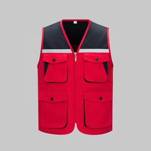 Gilet de travail bleu gris pour hommes, col en v, avec fermeture éclair et poches, vêtements d'extérieur décontractés respirants, coupe régulière, printemps - Product Image 5