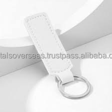 Porte-clés en cuir blanc au design simple, porte-clés en cuir cousu, porte-clés durable pour clés de voiture, sacs et accessoires - Product Image 5