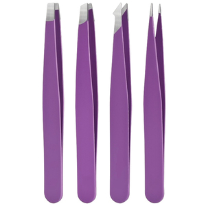 Pince à épiler professionnelle en acier inoxydable violet pour sourcils, grande précision pour l'élimination des poils du visage, des éclats et des poils incarnés - Product Image 1