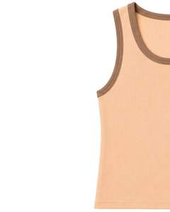 Manufacturer Custom <b>Peach</b> Beige Ribbed Cotton Men Tank <b>Top</b> Sleeveless Casual Slim Fit Summer Gym Vest Contrast Trim Custom Wear - Product Image 4