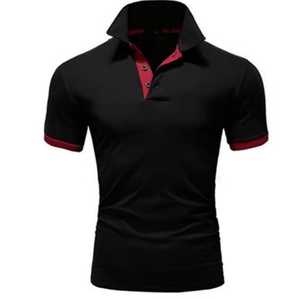 Men's Short Sleeve <b>Polo</b> Shirt Knitted Color Blocked Casual Style <b>Orange</b> Trim Collar and Cuffs - Product Image 5