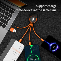 Câble de charge multi-usage 5 en 1 avec lumière LED, 3 en 1, cordon de charge, porte-clés, logo, câble de données USB pour ordinateur, imprimante, cadeau d'entreprise
