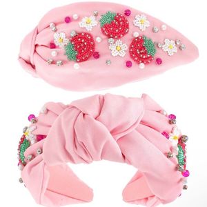 Nueva Diadema con Perlas y Diamantes de Imitación de la Serie Frutas, Diseño Creativo con Forma de Corazón de Cereza y Fresa, Estilo Moderno y Lindo - Product Image 5