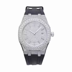 Luxury <b>diamond</b> wristwatch with octagonal bezel black strap gemstone encrusted dial sparkling elegant jewelry timepiece premium - Product Image 5