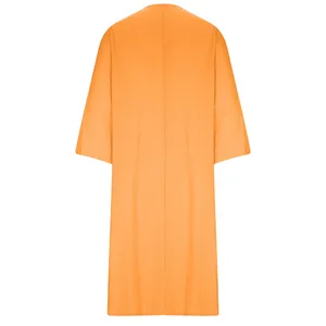 เสื้อคลุมโทบผู้ชายสีส้ม แขนยาว คอวี ทรงหลวม ผ้าลินิน ระบายอากาศได้ดี กันยับ ใส่ได้ทุกวัน สไตล์เรียบร้อย - Product Image 4