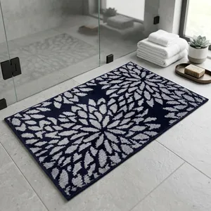 Tapis d'entrée fonctionnel et lavable en microfibre tissée, motif Mandala bleu argenté, 1200 GSM, pour portes, couloirs et appartements - Product Image 4