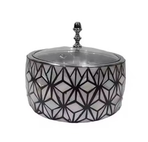 Boîte de rangement décorative en os incrusté fait main avec couvercle, mosaïque blanche de luxe, organisateur de bijoux, cadeau, décoration intérieure - Product Image 3