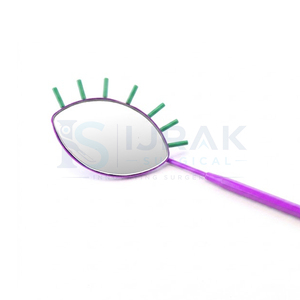 Miroir de poche violet avec branches vertes, cadre en acier inoxydable, finition argentée, grossissement 3X, instrument médical - Product Image 2