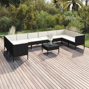 Conjunto de Muebles de Jardín de Ratán PE Negro con Acero con Recubrimiento en Polvo y Poliéster, Muebles de Exterior Duraderos - Product Image 1