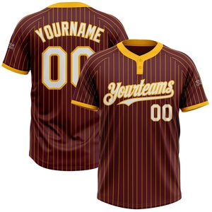 Jersey de Softbol Unisex Personalizado, Color Borgoña con Rayas Doradas y Blanco, Dos Botones, el Más Vendido en la Industria, Venta Directa al Por Mayor - Product Image 1