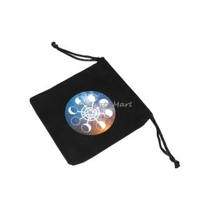 Bolsa de algodón redonda negra con diseño de fase lunar Bolsa con cordón de terciopelo para manualidades para embalaje de regalo - Product Image 1