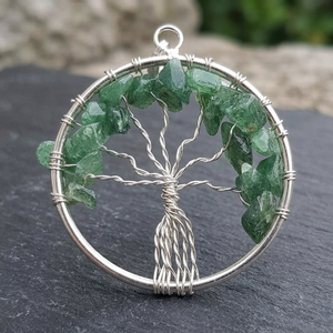 Natural Green Aventurine Tree of Life Pendant wire wrapped <b>Crystal</b> Necklace Healing Gemstone Feng Shui Reiki Spiritual Gift - Product Image 3