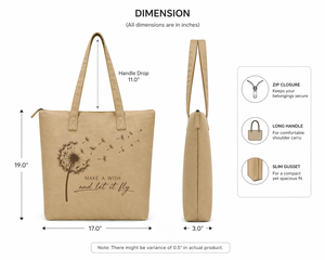 300GSM Khaki Solid <b>Canvas</b> <b>Tote</b> Bag Large Capacity Eco Friendly Reusable Shopping Bag Custom Logo Zip Closure Heavy Duty - Product Image 3