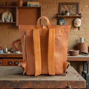 Heavy Duty Leather <b>Roll</b> Top Rucksack Brass Hardware Travel Bag Manufacturer For B2B Platforms LTBP-0268 - Product Image 3