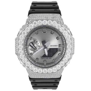 Montre Moissanite à bracelet en cuir de luxe G Show de qualité supérieure D VVS1 à réglage complet du mouvement mécanique avec test de diamant d'usine - Product Image 1