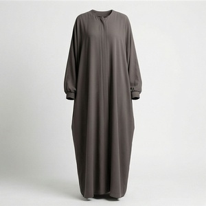 2025 OEM Kimono Abaya pour femmes musulmanes, en tissu polyester épais, doux et très extensible, col en V, manches longues, pour fêtes, Ramadan, mariages - Product Image 1