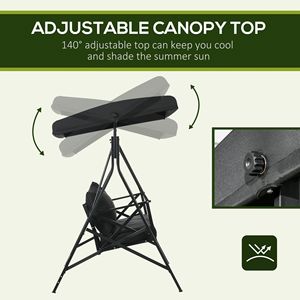 Dondolo da Giardino a 3 Posti con Tettuccio, Cuscini e 3 Cuscini Decorativi, Tenda Parasole Regolabile, Cuscini Impermeabili per Portico e Giardino - Product Image 5
