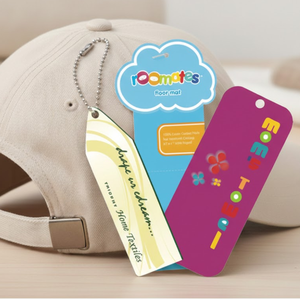 Étiquettes suspendues en papier personnalisables Disha Communications pour présentation de vêtements, utilisation intérieure/extérieure - Product Image 4