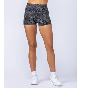 Shorts de yoga de cintura baja para mujer, en contraste de color negro y gris, con logotipo propio, los más vendidos, a precio razonable, del mejor proveedor. - Product Image 1