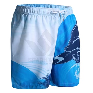 Shorts de Playa para Hombre con Estampado Tropical Azul, Secado Rápido, Cordón Ajustable, Traje de Baño Ligero e Informal para Surf con Bolsillos Laterales - Product Image 3