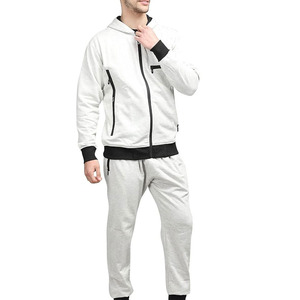 Ensemble de survêtement à capuche pour homme, couleur unie, fermeture éclair intégrale, décontracté, jogging, mélange polyester-coton, respirant, coupe classique, pour l'automne - Product Image 6