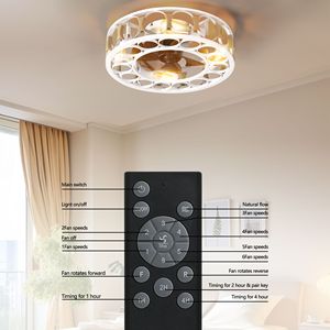 Ventilatore da Soffitto Moderno a 6 Velocità con Pale Reversibili, 4 Lampadine LED, Design a Gabbia, Telecomando, Semi-Incasso, 6 Velocità Reversibili LED - Product Image 5