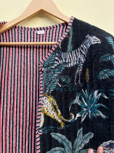 Veste kimono en velours de coton 100% faite à la main |   Couette matelassée numérique respirante, écologique, anti-rides et à séchage rapide pour l'automne/hiver - Product Image 6