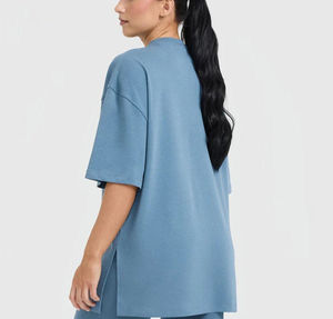 Breathable Solid Color Casual Spring Summer Top Slim Fit Knitted Spandex Polyester Women's <b>Pink</b> Short Sleeve Crew Neck T-Shirt - Product Image 4