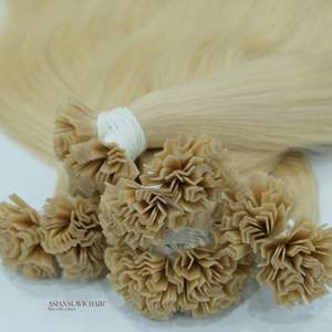 Extensions de cheveux Remy vietnamiennes à pointe en V, kératine, blondes, double épaisseur, qualité supérieure, pointes pleines, prix de gros - Product Image 2