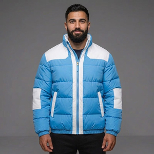 Veste matelassée bicolore style streetwear pour homme, imperméable, respirante, avec logo personnalisé, rembourrée en coton, manteau à bulles pour homme - Product Image 1