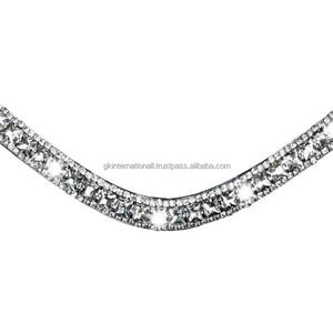 Impresionante banda para cejas de caballo de cuero italiano, cristales de corte prémium, color negro, plateado y gris, 3 filas, en todos los tamaños y colores, venta al por mayor - Product Image 1