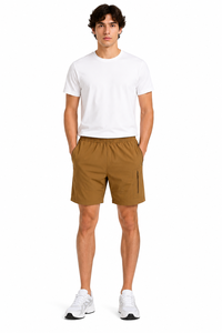 Pantalones Cortos Cargo Color Camel para Hombre, Ligeros, de Verano, Cintura Elástica, Casuales, para Exteriores, con Bolsillos con Cremallera, Deportivos - Product Image 3