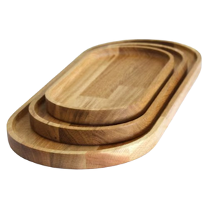 Plateau de service en bois massif naturel, prix d'usine, plateau ovale décoratif en bois, plateau moderne pour la cuisine, plateau à thé et à café, planche à charcuterie - Product Image 2
