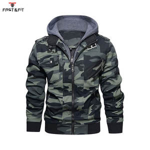 Blouson en cuir pour homme, style motard, col mandarin, coupe ajustée, toile respirante, coupe-vent, style urbain, hiver - Product Image 1