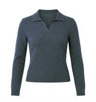 Pull Polo Femme Grande Taille à Manches Longues, Col Rabattu, Tricoté, Couleur Unie, Décontracté, Anti-Boulochage, Idéal Automne