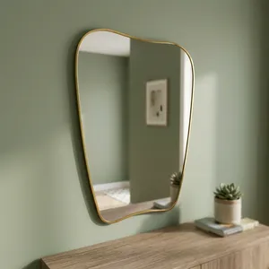Modern Irregular Wall <b>Mirror</b> Brass <b>Frame</b> Decorative <b>Gold</b> Edge 3.0 Mm Thickness - Product Image 1