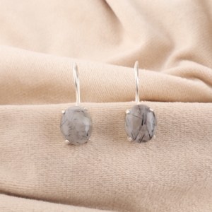 Pendientes de plata de ley 925 hechos a mano con piedra preciosa de rutilo negro en plata de ley 925 para mujeres y niñas. - Product Image 2