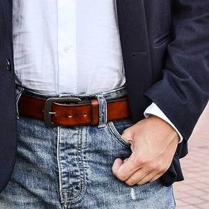 Strong Leather <b>Belt</b> for <b>Work</b> and Utility Versatile Customized Logo Printed Leather <b>Belt</b> for Jeans and Chinos - Product Image 6