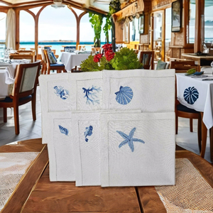 Serviette brodée étoile de mer en coton technique tissée pour apporter l'amour de l'océan à votre espace de vie - Product Image 4