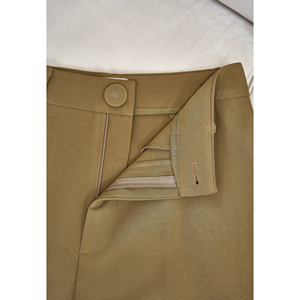 Ensemble blazer élégant pour femme, col mandarin, marron olive, avec haut ceinturé et pantalon évasé, costume deux pièces pour femme de bureau, NELLY - Product Image 6