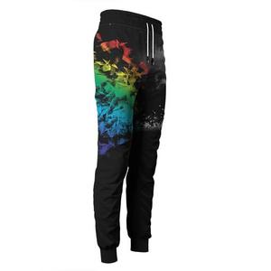 New Men's Dripping Print Sweatpants Elastic Waist Drawstring Casual Joggers Spliced Design Polyester Fleece Autumn Wear - Product Image 4