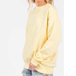 เสื้อสเวตเชิ้ตโอเวอร์ไซส์สีพื้นสำหรับผู้หญิง สไตล์ลำลอง ยูนิเซ็กซ์ ผ้าฝ้าย เกาหลี ฮู้ดดี้ คอกลม  ปักโลโก้ตามสั่งได้ - Product Image 2